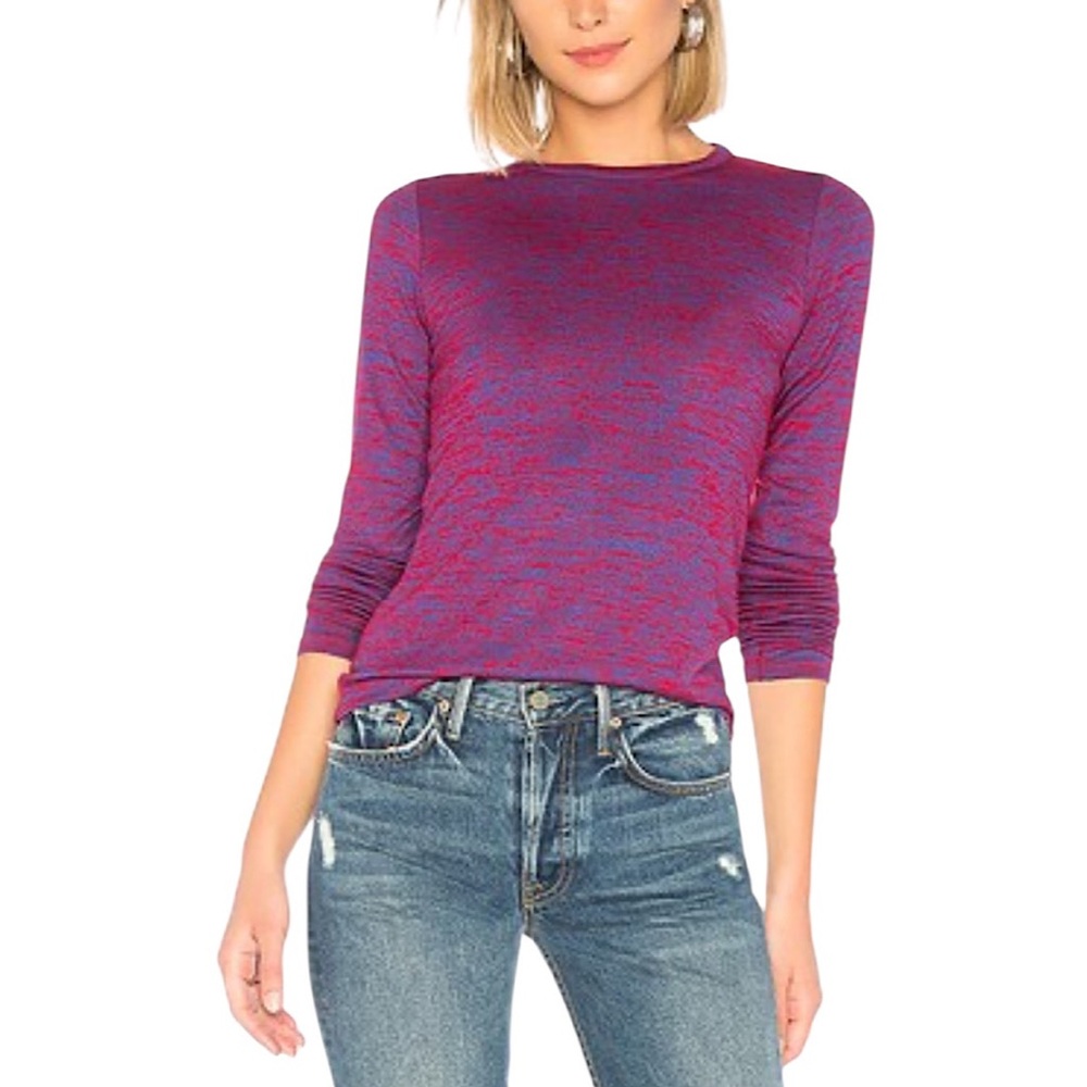 Rag & Bone Women’s Top Red Blue Space Dye Print Long Sleeve Knit Sz S/P Stretch